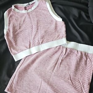 Fashion Nova Pink Striped Two-Piece Set